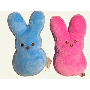 Plush Peeps Bunny Set Blue  Pink 6" Tall Soft Polyester Kids Toy Or Decor